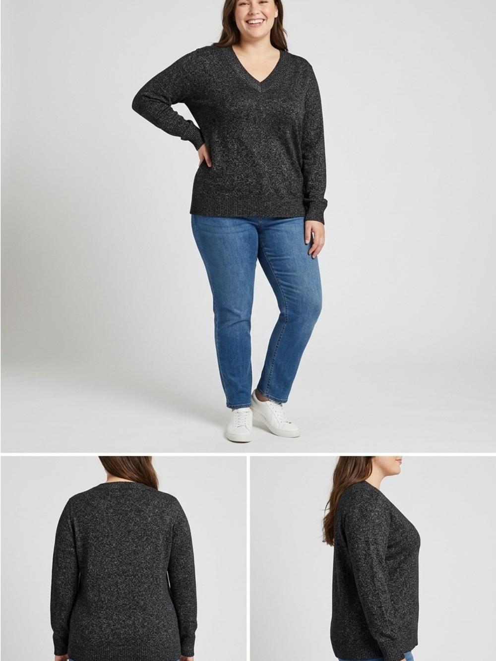 Buffalo David Bitton Charcoal Marled V-Neck Sweater